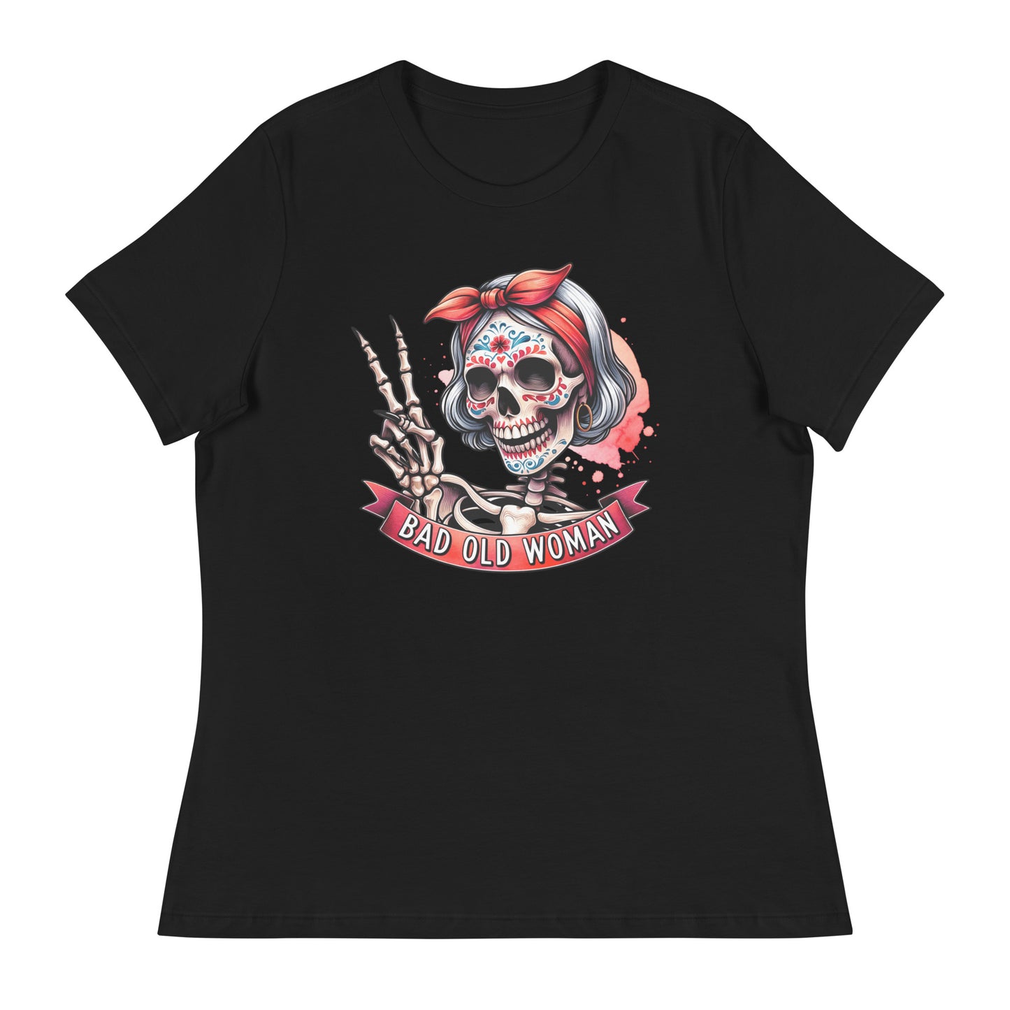 Hipster Short Hair Skull Women's Relaxed T-Shirt