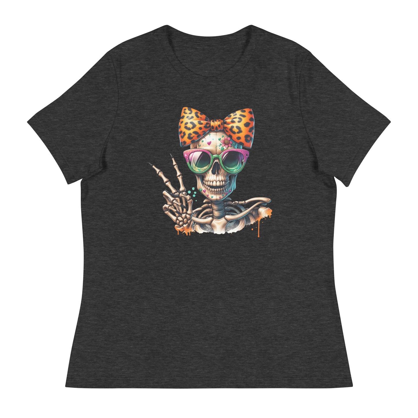 Hipster Yellow Bow Skull Women's Relaxed T-Shirt