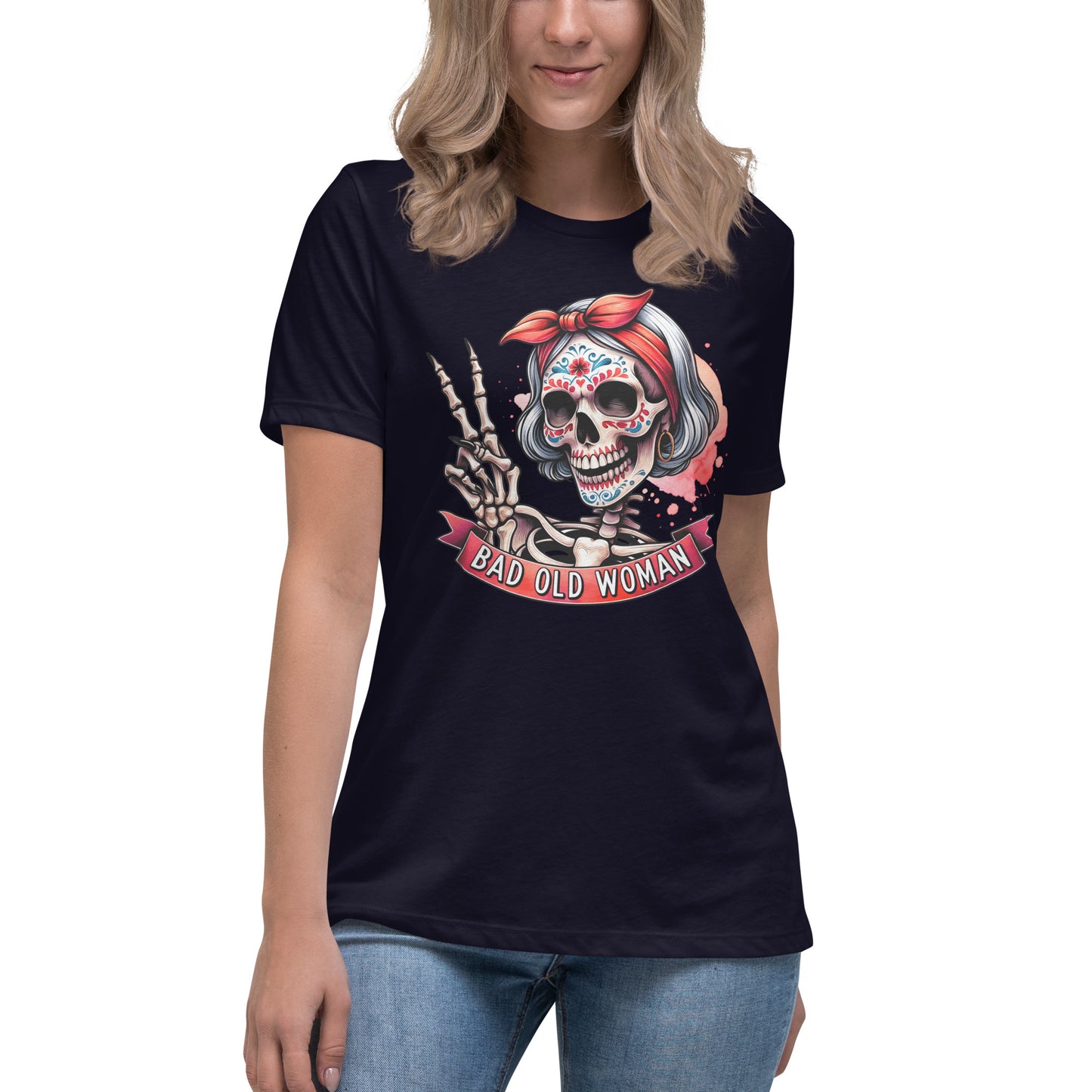 Hipster Short Hair Skull Women's Relaxed T-Shirt