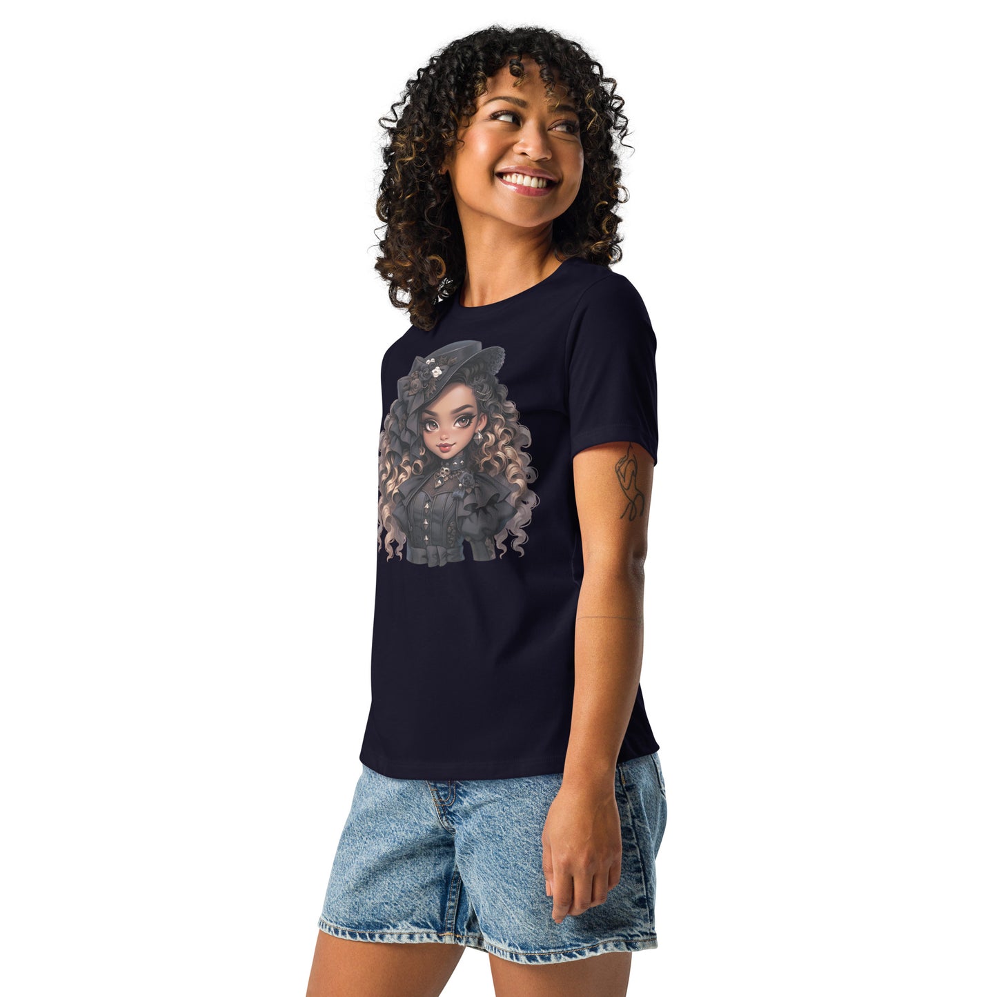 Curly Hair Gothic Women's Relaxed T-Shirt