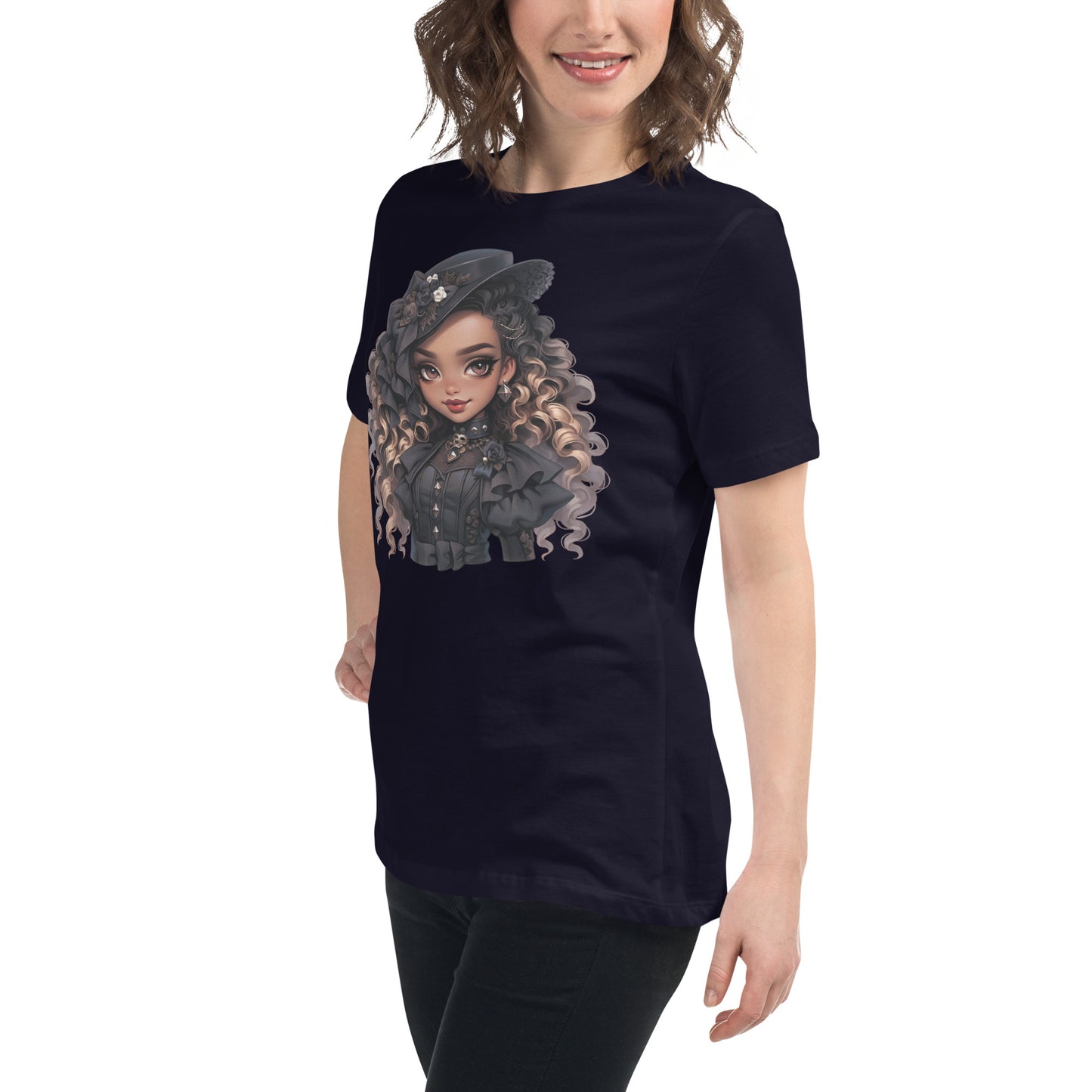 Curly Hair Gothic Women's Relaxed T-Shirt