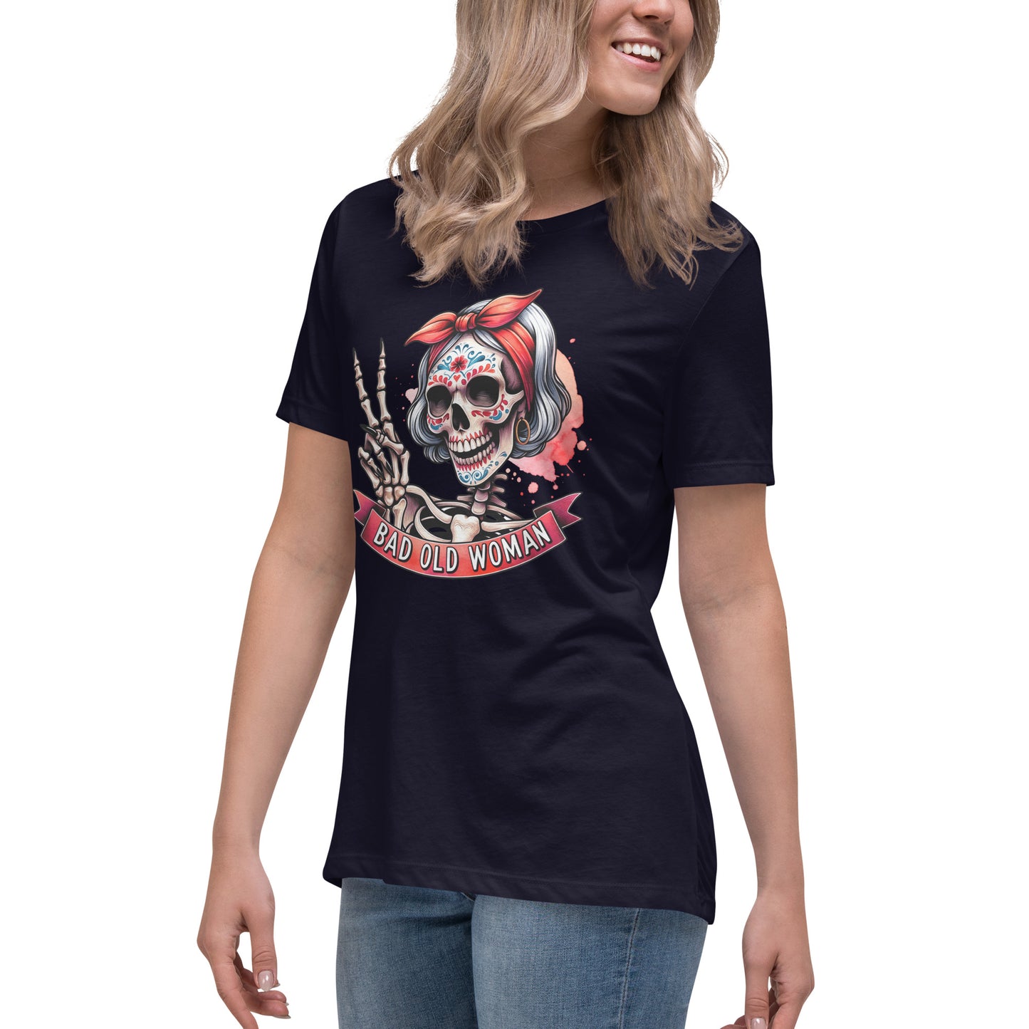 Hipster Short Hair Skull Women's Relaxed T-Shirt