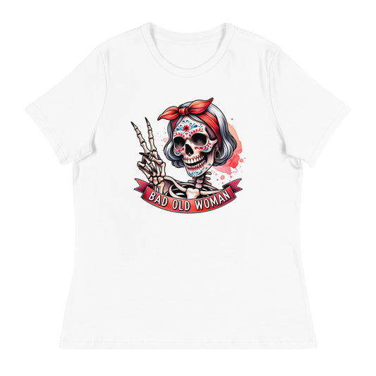 Hipster Short Hair Skull Women's Relaxed T-Shirt