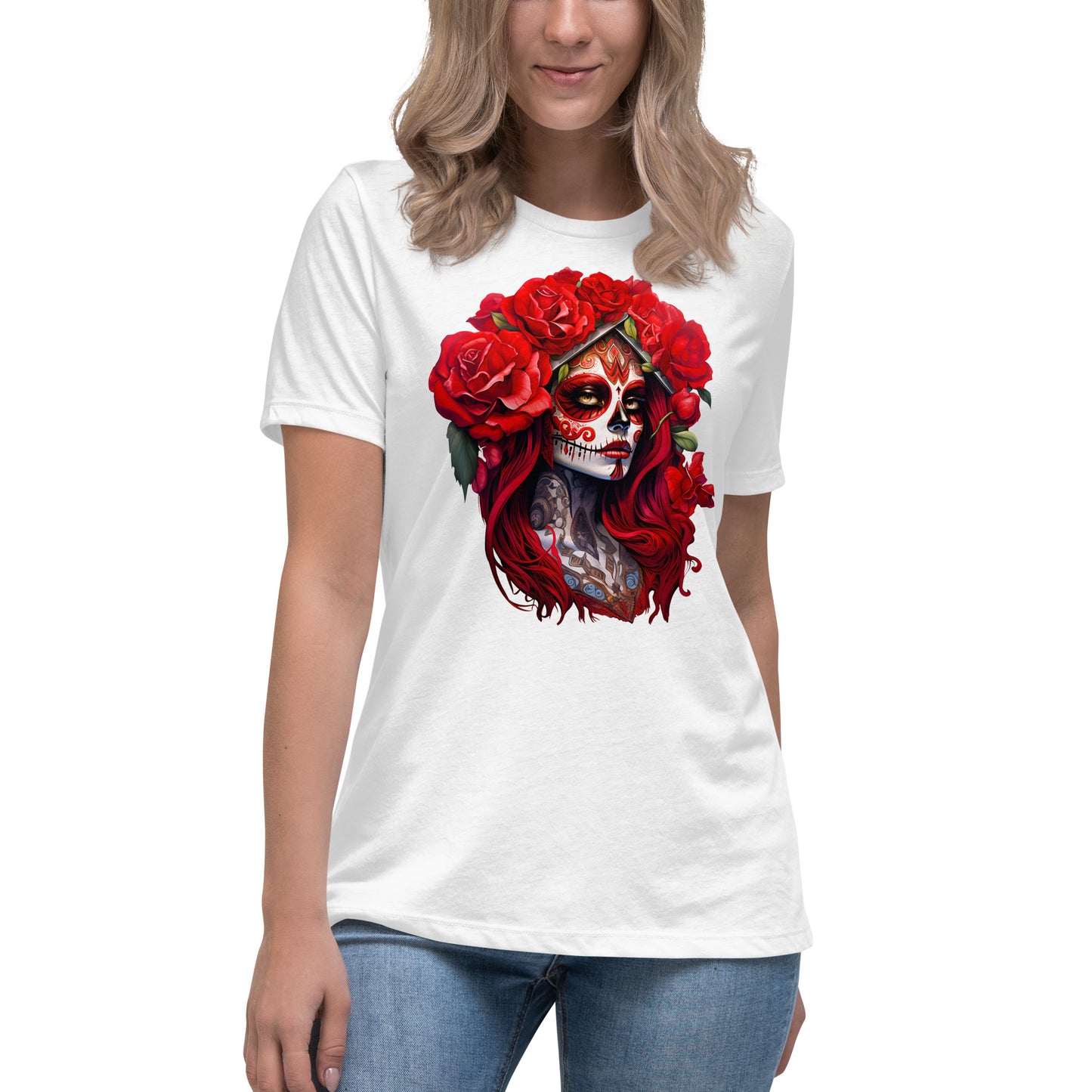 La Catrina Day of the Dead Red Rose Sugar Skull