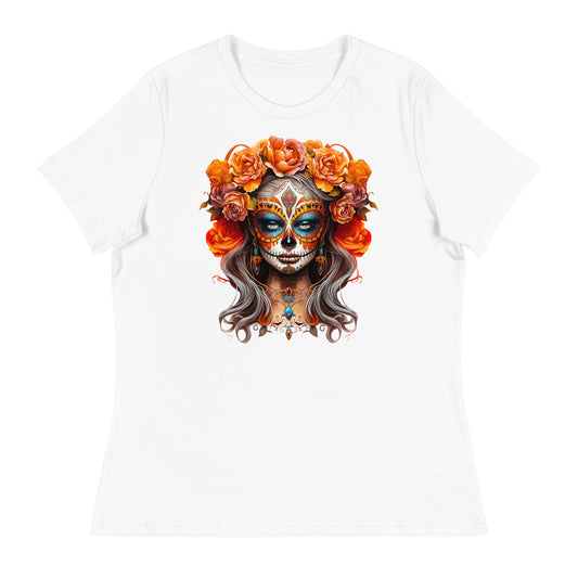 La Catrina Day of the Dead Yellow Roses Sugar Skull Women T-Shirt